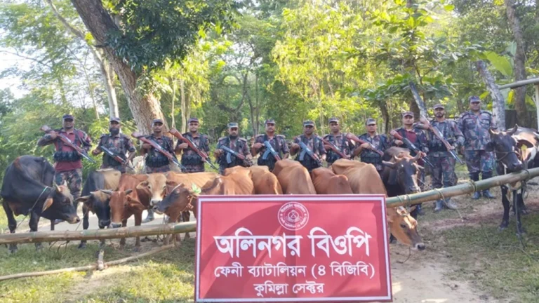 সীমান্তে বিজিবির অভিযানে অর্ধকোটি টাকার চোরাই গরু ও মদ